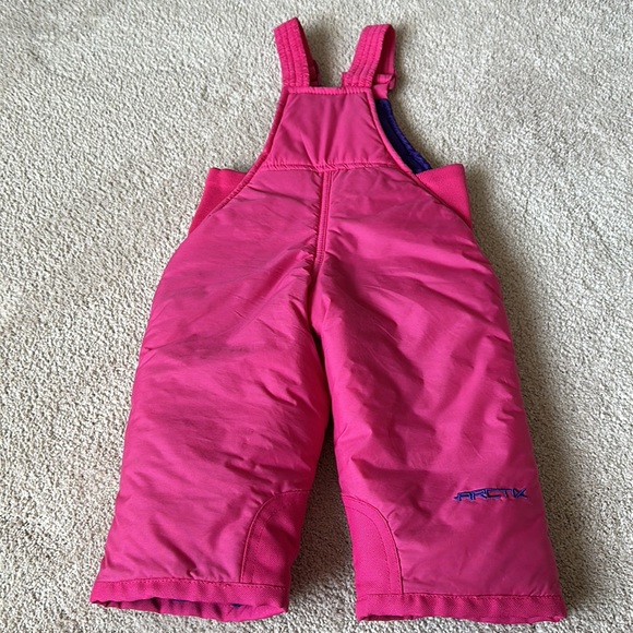 Arctix Kids Insulated Snow Bib Overalls Pink 18M. - Picture 4 of 6